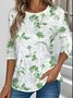 Floral Casual Crew Neck Jersey T-Shirt