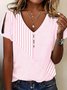 Print Casual V Neck Short Sleeve T-Shirt