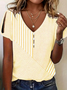Print Casual V Neck Short Sleeve T-Shirt