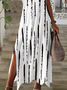 Women's Striped Print V-Neck Short Sleeve Slit Dress