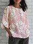 3D Printing Vintage Loose Crew Neck T-Shirt