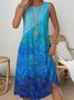 Loose Casual Crew Neck Gradient Pattern Dress