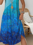 Loose Casual Crew Neck Gradient Pattern Dress