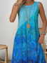 Loose Casual Crew Neck Gradient Pattern Dress