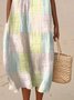 Regular Fit Colorblock Vacation Cotton Dress With No