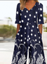 V Neck Vintage Gradient Pattern Loose Jumpsuit