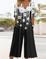 V Neck Casual Loose Gradient Pattern Jumpsuit