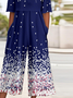 Gradient Pattern Simple V Neck Jumpsuit