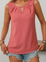 Women's Sleeveless Tank Top Summer Black Plain Ruched Crew Neck Daily Going Out Simple Top