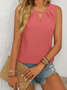 Women's Sleeveless Tank Top Summer Black Plain Ruched Crew Neck Daily Going Out Simple Top