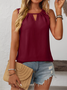 Women's Sleeveless Tank Top Summer Black Plain Ruched Crew Neck Daily Going Out Simple Top