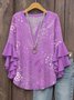 Women's Bohemian Pattern V-Neck Multi-Layered Lace Shirt