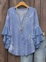 Women's Bohemian Pattern V-Neck Multi-Layered Lace Shirt