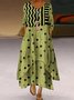 Elegant Casual Double Layer Print Contrast Color Dress