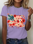 Floral American Flag Cotton T-Shirt